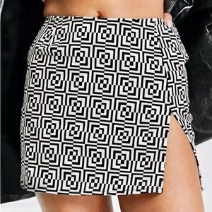Motel Rocks ASOS Black White Retro Mini Skirt Size Small
